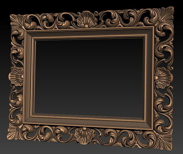 frame mirror 003 cuadro decoración arte espejo interior diseño tallado rococó pared imagen decorativo deco casa mueble 3D print model - Mito3D