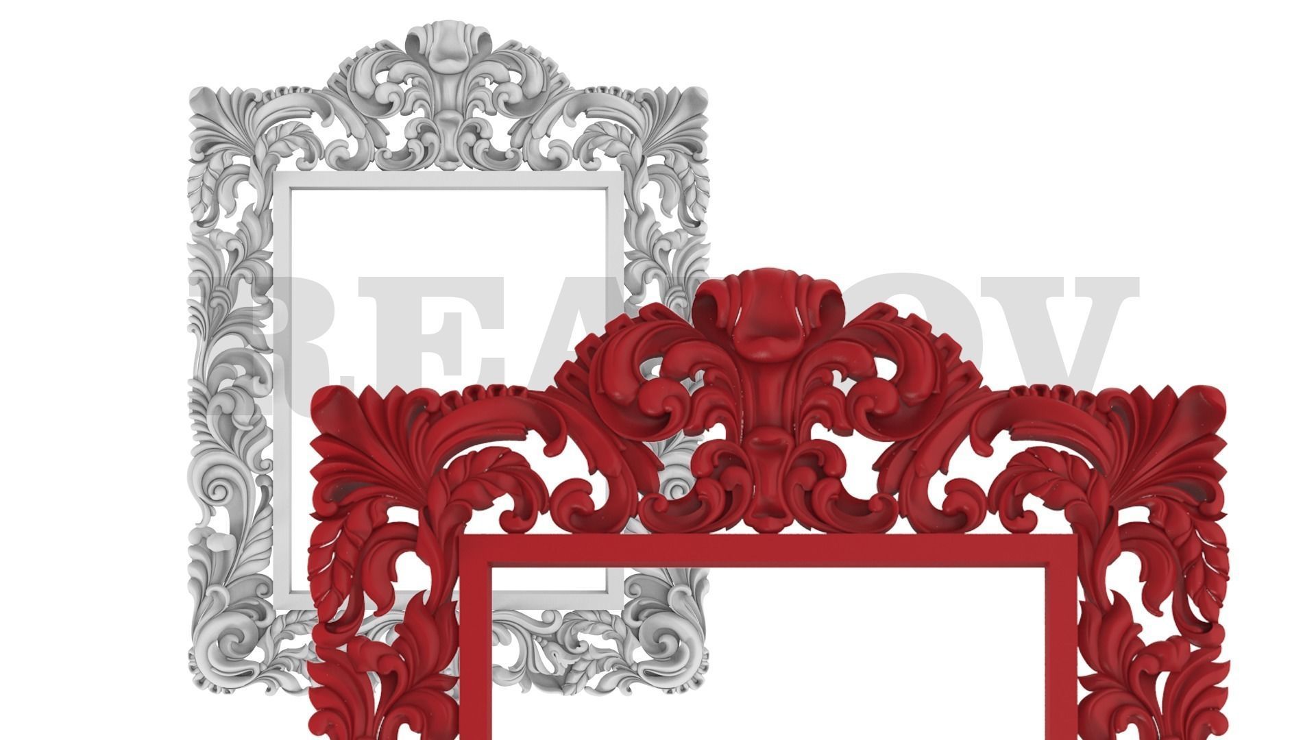 quadro armação 21 decoração projeto clássico ilustração ornamentado molduras cenário espelho casa 3D print model - Mito3D