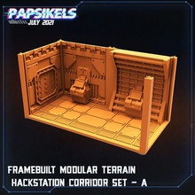 cadre construit modulaire terrain hackstation couloir ensemble escaliers murs jeux jouets 3d print model - Mito3D
