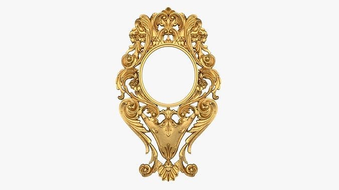 frame mirror 48 baroque collection stucco cartouche pediment fronton classic decor cnc onlay set architectural decoration carved cartouches modeling details house 3D print model - Mito3D