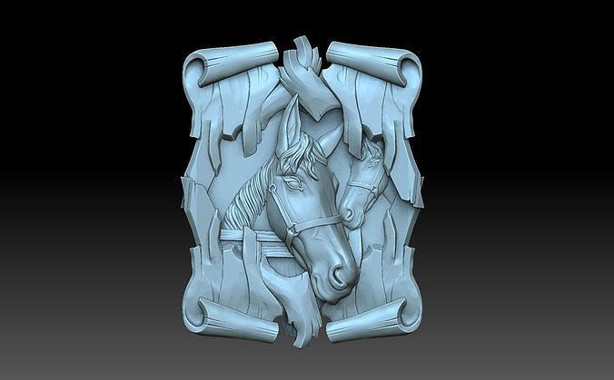 framed horse animal tablet welcome figurine cowboy decor decoration horses horseshead panel steed art 3D print model - Mito3D