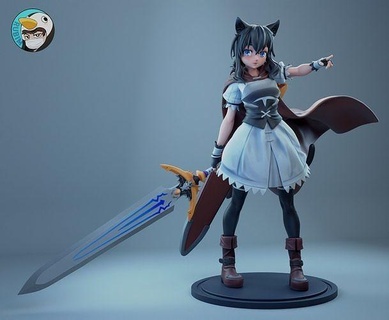 fran reencarnado as espada anime gato niña juegos juguetes 3d print model - Mito3D