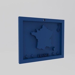 Fransa harita 3d Yazdır model Europa 3dprint figürinler minyatürler duvar dekor Ulusal heykel anahtar Zincir Sanat plastik geometrik yazdırılabilir 3dprinting ülke dünya ev 3d print model - Mito3D