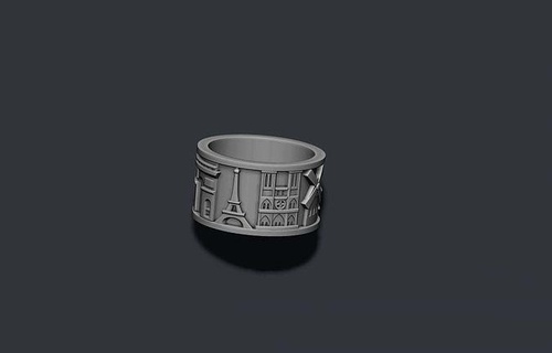 france ring paris city eiffel tower french landmark fransia frans travel cathedrale notre dame louvre museum eyfel triumphal arch arles ampitheatre notrdam jewelry rings 3d print model - Mito3D
