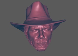 franco nero head sclupt retro man cowboy wattosscrapyard lid games toys 3d print model - Mito3D