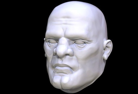 frankenface testa scolpire uomo bruto Frankenstein mostro umano nemico delle caverne maschio creatura carattere arte sculture 3d print model - Mito3D
