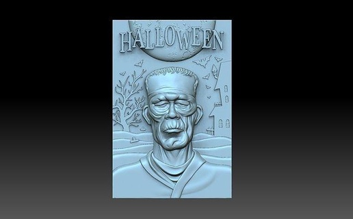 Frankenstein mostro Halloween orrore zombie cnc pannello decorazione buio carattere arte 3d print model - Mito3D