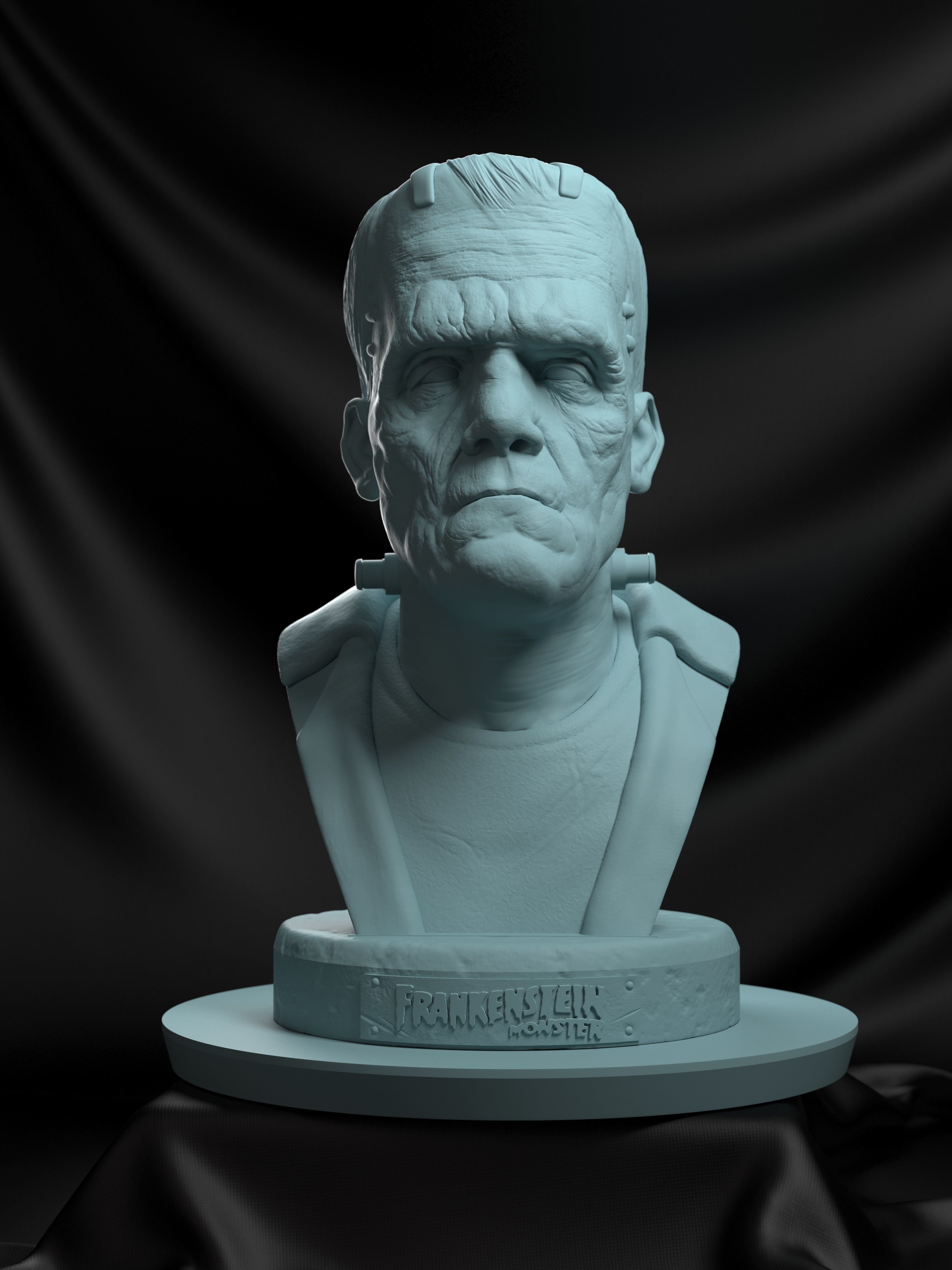 frankenstein monstruo busto criatura verde 3d impresión 3dprint escultura estatua arte hombre laboratorio fantasía ficticio imprimible bestia universal esculturas 3D print model - Mito3D