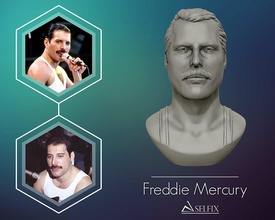 freddie mercury 3d printable portrait art sculpture statue marble man face queen figurine sculptures 3d print model - Mito3D