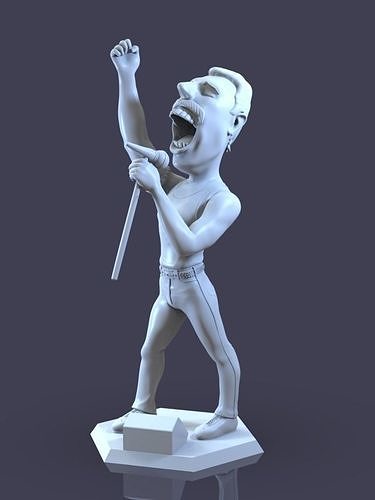 freddie mercury cartoon style queen singer art sculptures 3D print model - Mito3D