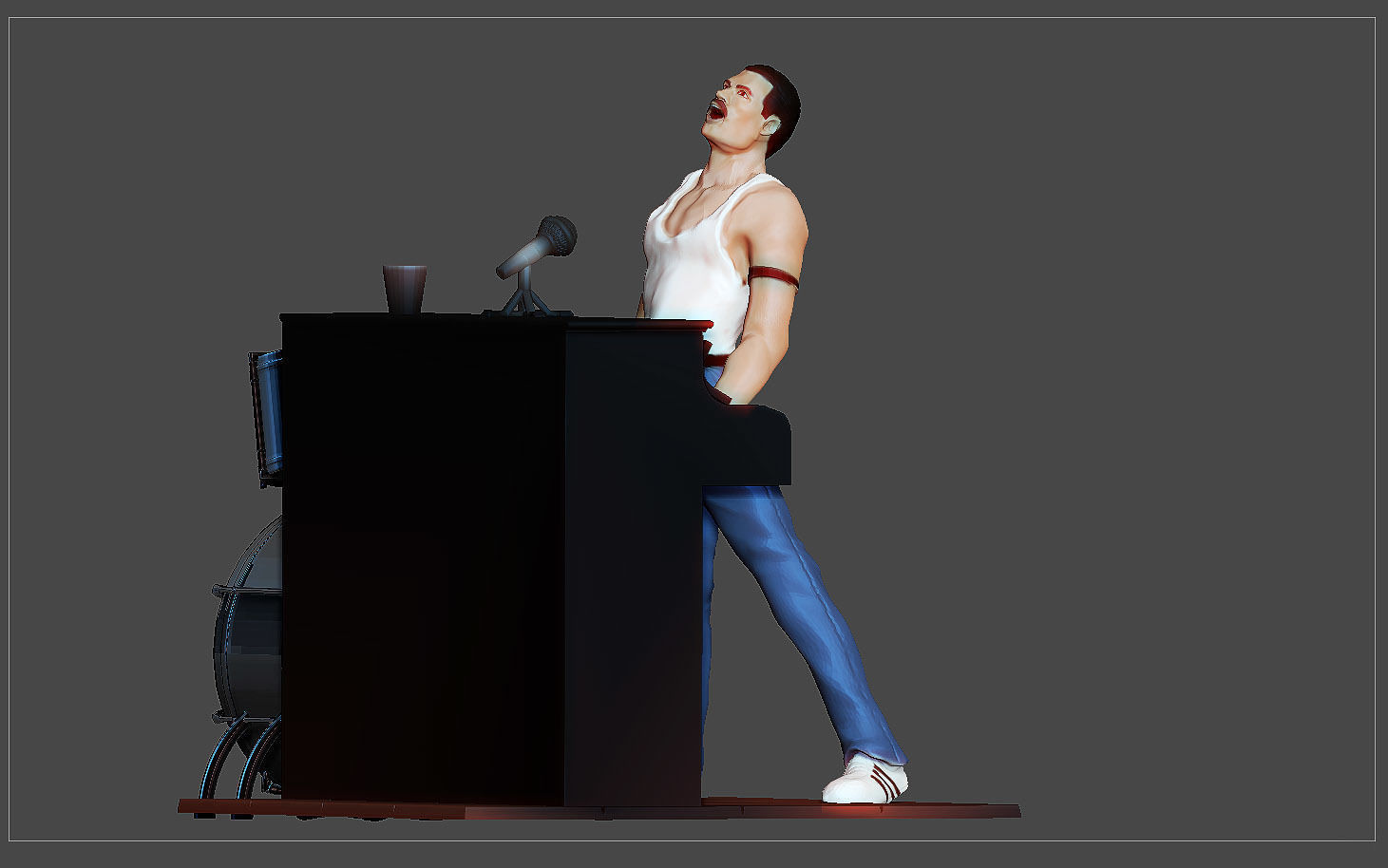 freddie mercury queen piano version statue man singer art sculptures 3D print model - Mito3D