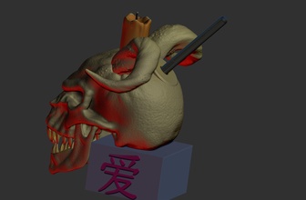 frei aufladen wacom Bleistift Halter Unterstützung Schädel Bleistifthalter Anatomie Skelett Wissenschaft Fiktion Kunst Skulpturen 3d print model - Mito3D