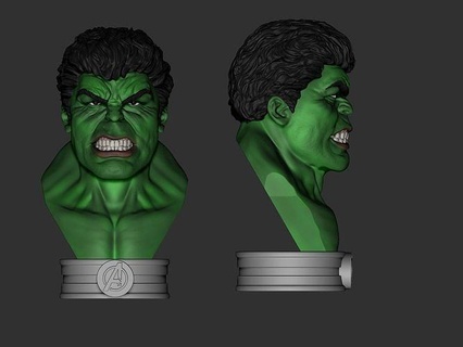 free hulk bust marvel hero superhero thor ironman mark radiation iron man captain mutation art sculptures 3d print model - Mito3D