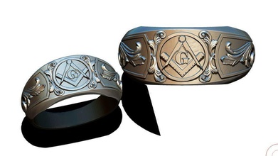 freimaurer freimaurerisch ring sterling solide seiten frau schmuck mode luxus elegant druckbar silber juwel cnc ringe 3d print model - Mito3D