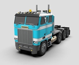 freightliner powerliner heavy haulage large truck semi trailer semitruck transport freight vehicle shipment miniatures vehicles shipping hobby diy automotive american 3d print model - Mito3D