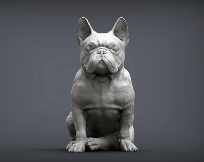 francês buldogue bulldog cão natureza mamífero animal escultura estatueta lembrança 3d impressão modelo esculpir arte esculturas estátua imprimível 3d print model - Mito3D