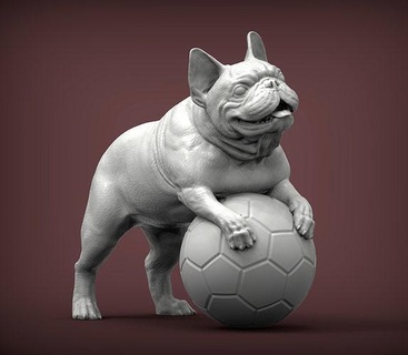 francés buldog Bulldog perro naturaleza mamífero animal mascota escultura estatuilla recuerdo 3d impresión modelo esculpir Arte esculturas estatua pelota 3d print model - Mito3D