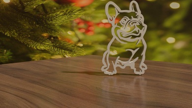 noel ağaç oyuncak köpek oyuncaklar bulldog fransızca çelenk 3dprint anahtarlık dekorasyon evcil hayvan sanat 3d print model - Mito3D