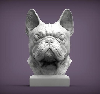 french bulldog bust dog nature mammal animal pet sculpture souvenir 3d print model sculpt sculptures statue printable art 3d print model - Mito3D