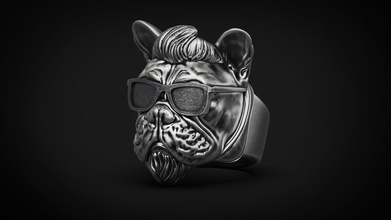 fransızca bulldog köpek yüzük kaya star stl 3d model baskı durulamak yüzükler halkaları dogring takı mücevher köpekler evcil hayvan petring hayvan gümüş yenilikçi ochki gözlük sakal 3d print model - Mito3D