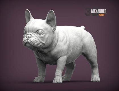 francés buldog perrito perro naturaleza mamífero animal mascota escultura recuerdo presente 3d impresión modelo esculpir Arte esculturas imprimible 3d print model - Mito3D