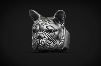 francés buldog anillo 3d modelo impresión rin anillos perro perros bulldog motociclista animal mascota joyería joya plata 3d print model - Mito3D