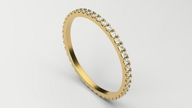 francés pavimentar eternidad anillo 1 00mm oro diamante imprimible joya joyería Boda plata brillante anillos 3d print model - Mito3D