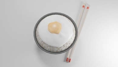fried egg rice food milk art coins badges 3d print model - Mito3D