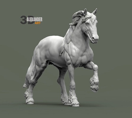 frison cheval animal nature jument étalon mammifère 3d impression sculpture statuette souvenir temps chapitre modèle sculpter art sculptures 3d print model - Mito3D