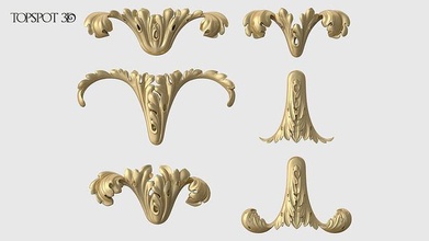 frieze leaves set acanthus leaf renaissance baroque rococo onlay interior collection moulding cnc classic furniture ornate carved 3dprint carving highpoly garland art sculptures 3d print model - Mito3D