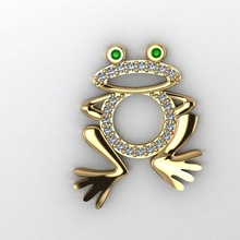 Frosch Anhänger 3d drucken Modell Gold Ring Diamant Schmuck Silber druckbar Juwel Engagement Mode brillant Schönheit Ringe Halskette 3d print model - Mito3D