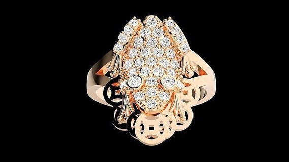 grenouille diamant bague 3dm stl rend détails anneaux mariage engagement bijoux imprimable bijou argent haute platine or sterling animal 3d print model - Mito3D