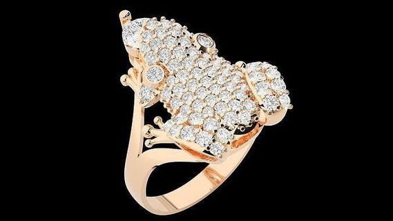 grenouille diamant bague 3dm stl rend détails anneaux mariage engagement bijoux imprimable bijou argent haute platine animal or sterling 3d print model - Mito3D