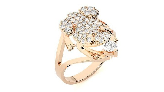 grenouille diamant bague 3dm stl rend détails anneaux mariage engagement platine animal or bijoux sterling haute imprimable bijou argent 3d print model - Mito3D