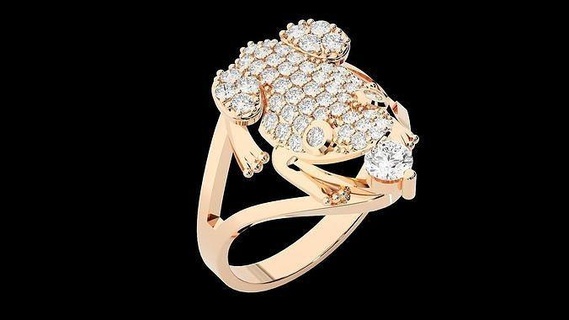 grenouille diamant bague 3dm stl rend détails anneaux mariage engagement bijoux imprimable bijou argent haute platine animal or sterling 3d print model - Mito3D