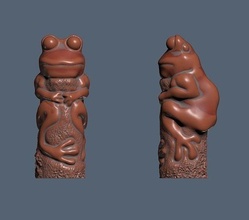 frog log sculpture toad forest animal nature toy deco 3dprint molding cnc statue plant art sculptures 3d print model - Mito3D
