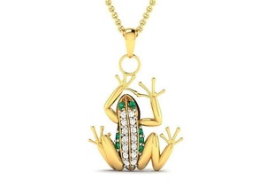 frog pendant 3dm render necklace jewellery diamond silver gold jewelry sterling white brilliant printable gem jewel heart pendants animal 3d print model - Mito3D