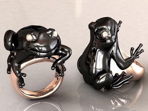 grenouille bague bijoux imprimable bijou argent animal or mode réel nature sterling crapaud doigt titane rodium platine anneaux 3d print model - Mito3D
