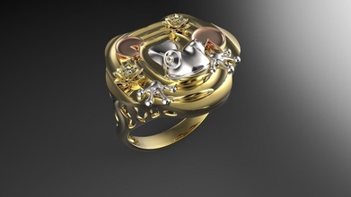rana anillo oro joyería joya imprimible diamante plata anillos 3d print model - Mito3D