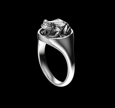 rana anillo anillos joyero joyería joya suerte símbolo diseño oro plata moda belleza imprimible acero libra esterlina ringfrog 3d print model - Mito3D
