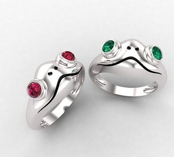 frog ring two version rings animal flog toad jewelry 3d print model - Mito3D