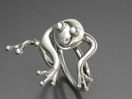 frog ring jewelry gold silver printable rings jewellery brilliant platinum white wedding 3d print model - Mito3D