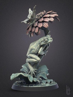 kurbağa romantik çiçek hayvanlar doğa tropikal orman atlama karakurbağası sürüngen bitki örtüsü iribaş amfibi sanat eseri heykel Sanat kelebek Gerbera yaban hayatı pençeleri kertenkele heykeller 3d print model - Mito3D