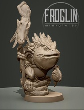 froglin shaman 28mm tabletop rpg lizardman reptile frog sorcerer skull feathers swamp lizard toad roleplaying boardgame games toys board 3d print model - Mito3D