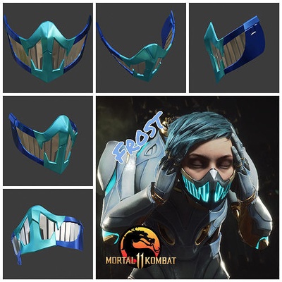 escarcha máscara mortal kombat 11 fatal casco armadura cosplay jade kitana mileena escorpión cero novato saibot ermac lluvia reptil ninja cibernético moda 3d print model - Mito3D