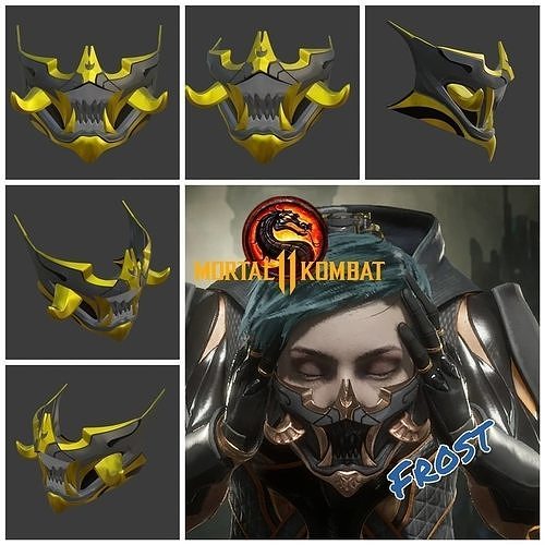 escarcha máscara mortal kombat 11 polar luces casco cosplay mk11 mkx mk9 kombat cero escorpión novato saibot kitana mileena jade escarlata moda 3D print model - Mito3D