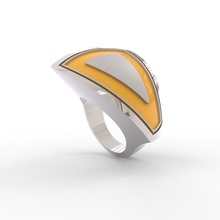 Mattiertes gelb-geometrie-ring Schmuck Ringe ringsfashion ringsprint design3d designjewel jewelrydesign ringsilver ring3d ringprint ringrhinoceros 3d print model - Mito3D