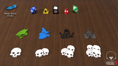 frp characters dices dice character board game gamble toys toy table rogue mage archer warrior skeleton d4 d8 d6 enemy games 3d print model - Mito3D