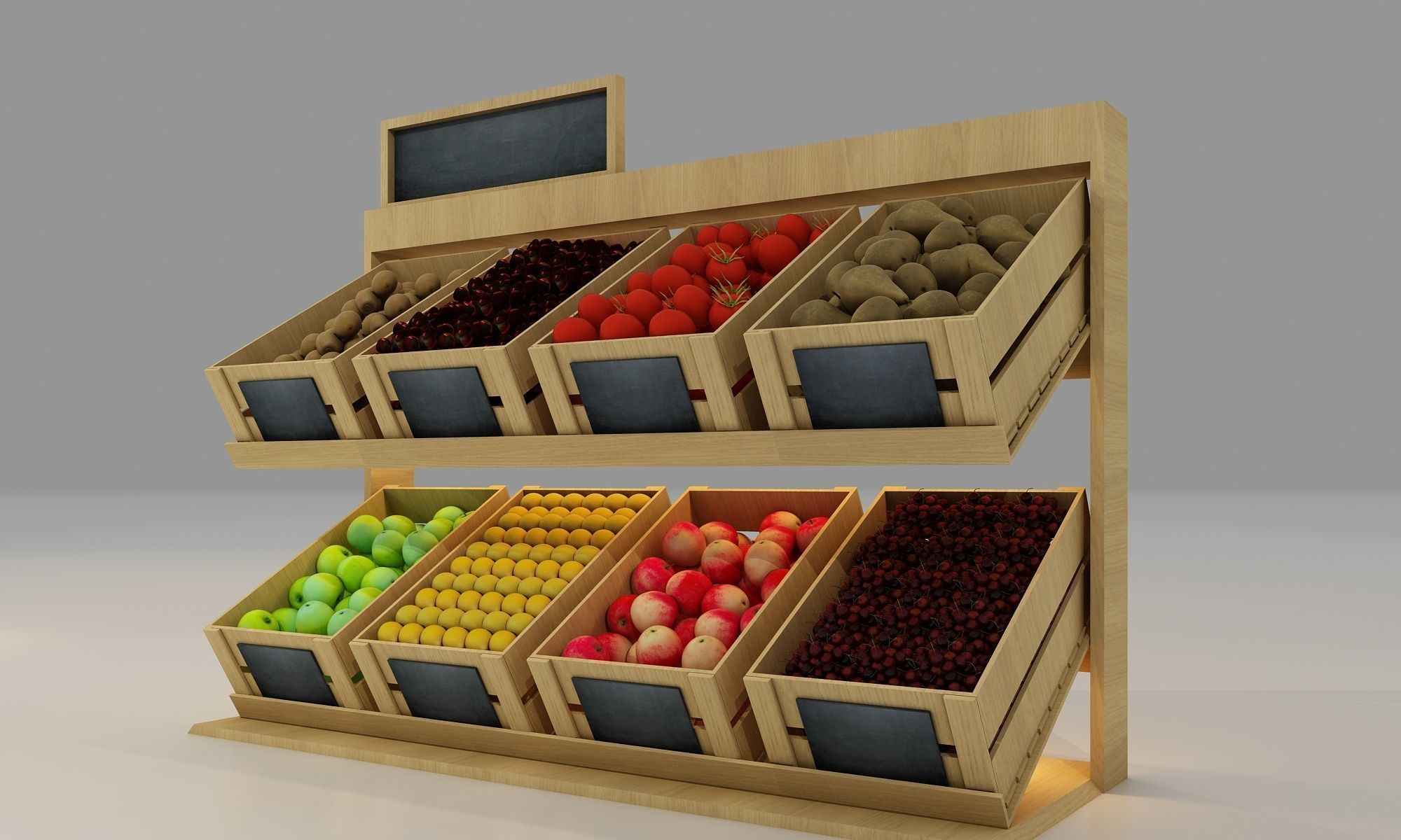 frutta scatola drogheria legna verdura casa 3D print model - Mito3D