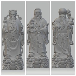 fu lu shou samsung buddha statue sculpture ancient figure religion god spirituality culture object deity meditation models art sculptures 3d print model - Mito3D